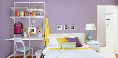 Bedroom with backpack hooks for wall and other wall organizers
