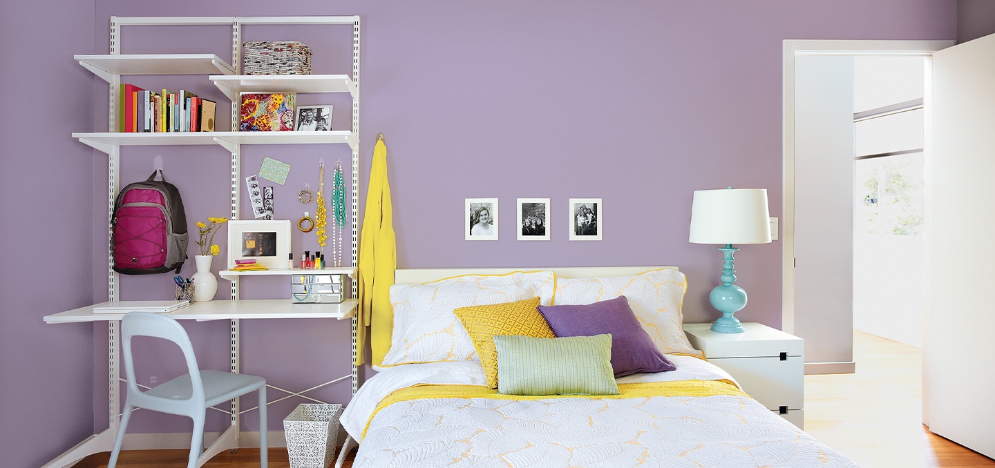 Bedroom with backpack hooks for wall and other wall organizers

