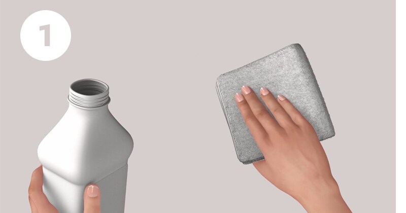 Step 1 of how to use sticky hooks: wipe wall with rubbing alcohol
