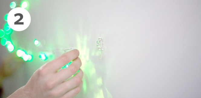 Command™ Clear Mini Hooks to hold the Christmas tree lights
