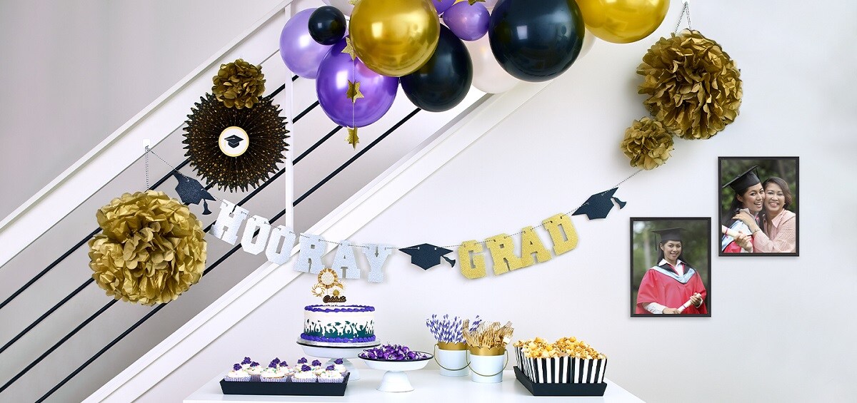 Graduation wall décor using Command
