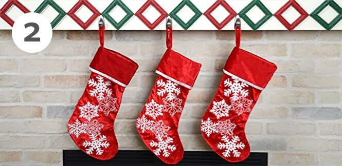 displaying Christmas stockings without nails
